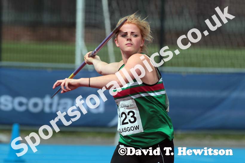 Natasha Wilson winner of the javelin at the Scottish Championships, Scotstoun  Stadium, Glasgow.